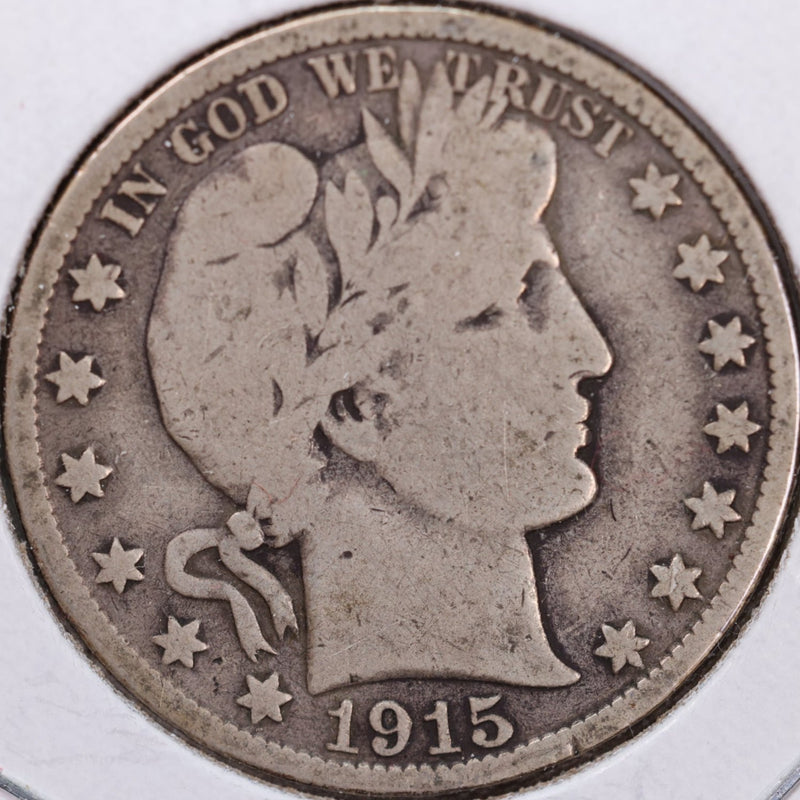 1915-D Barber Half Dollar, Very Good Circulated Coin, Store