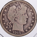 1915-D Barber Half Dollar, Very Good Circulated Coin, Store