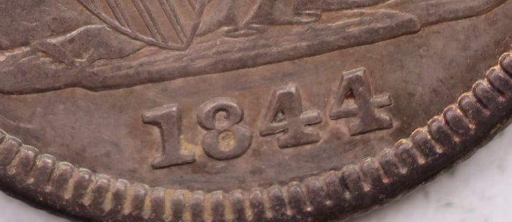 1844/44 Seated Liberty Quarter, About Uncirculated Circulated Coin, Store #QR1255.