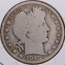 1915-D Barber Half Dollar, Very Good Circulated Coin, Store