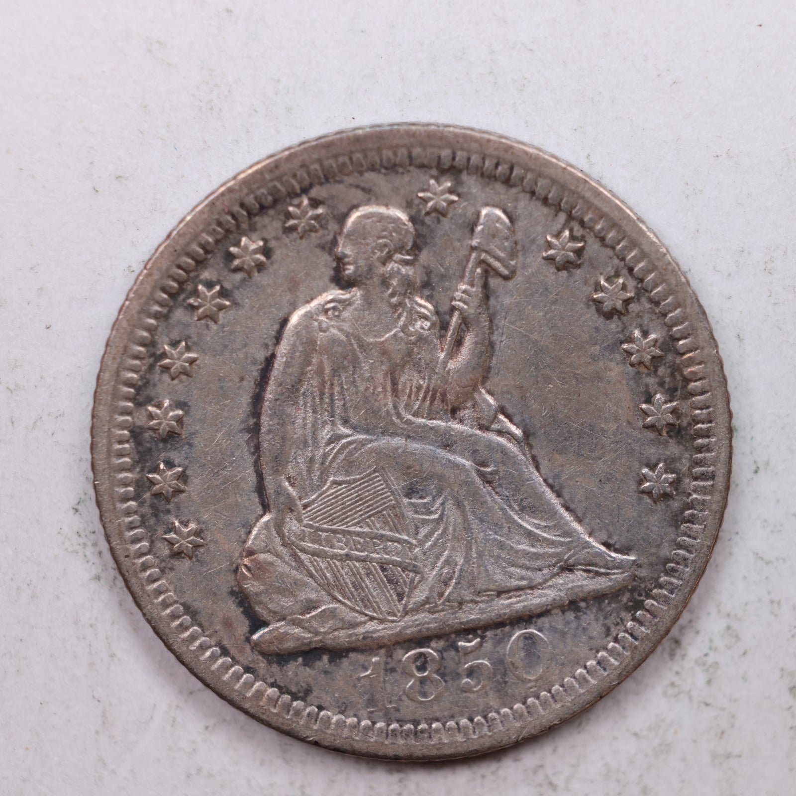 1850-O Seated Liberty Quarter, About Uncirculated Collectible Coin, Store #QR1260.