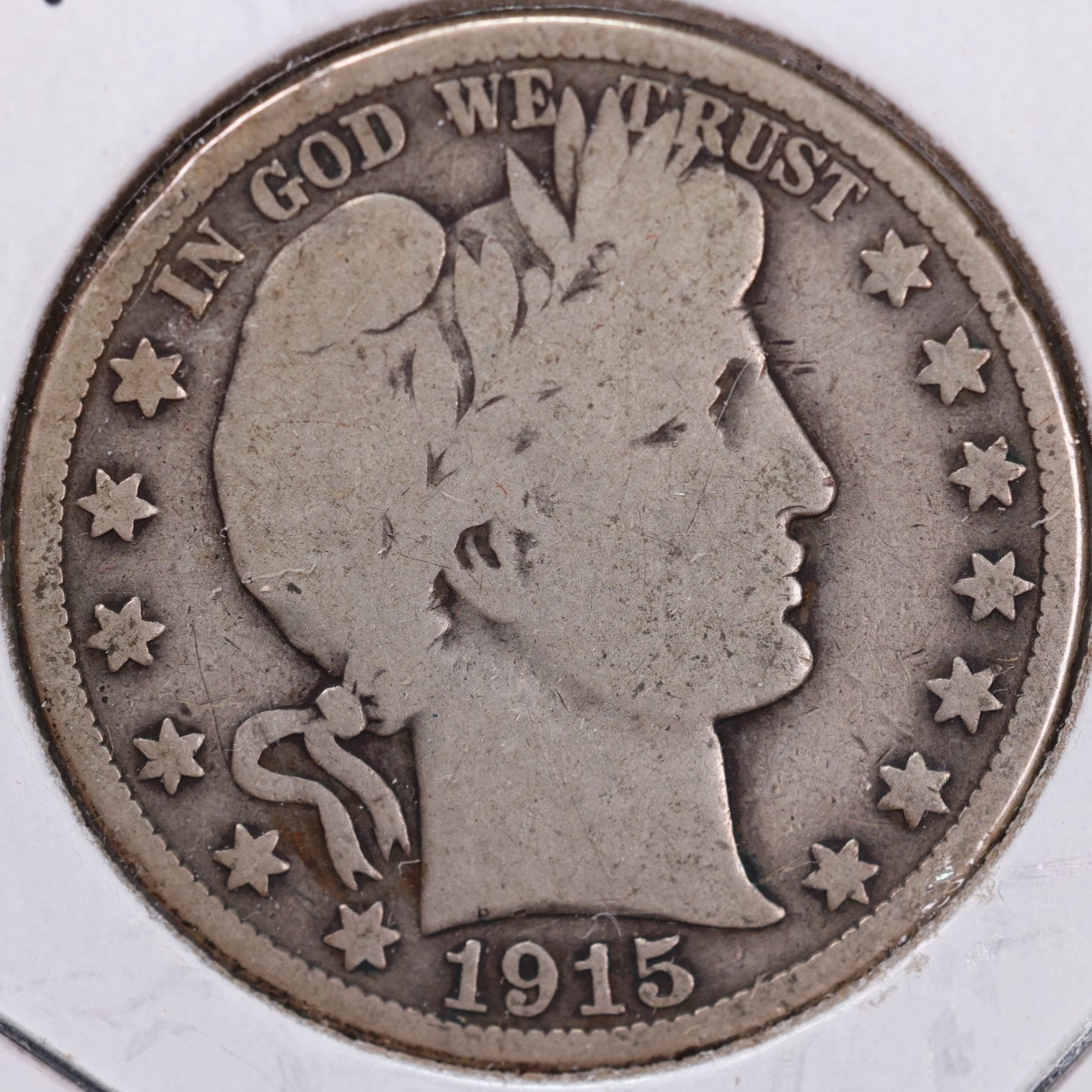 1915-S Barber Half Dollar, Very Good Circulated Coin, Store #HR1039