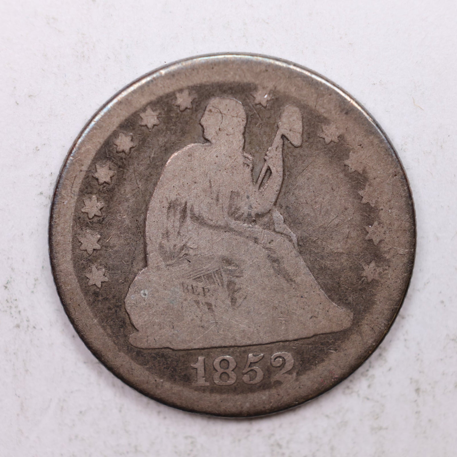 1852-O Seated Liberty Quarter, Good Circulated Collectible Coin, Store #QR1261.