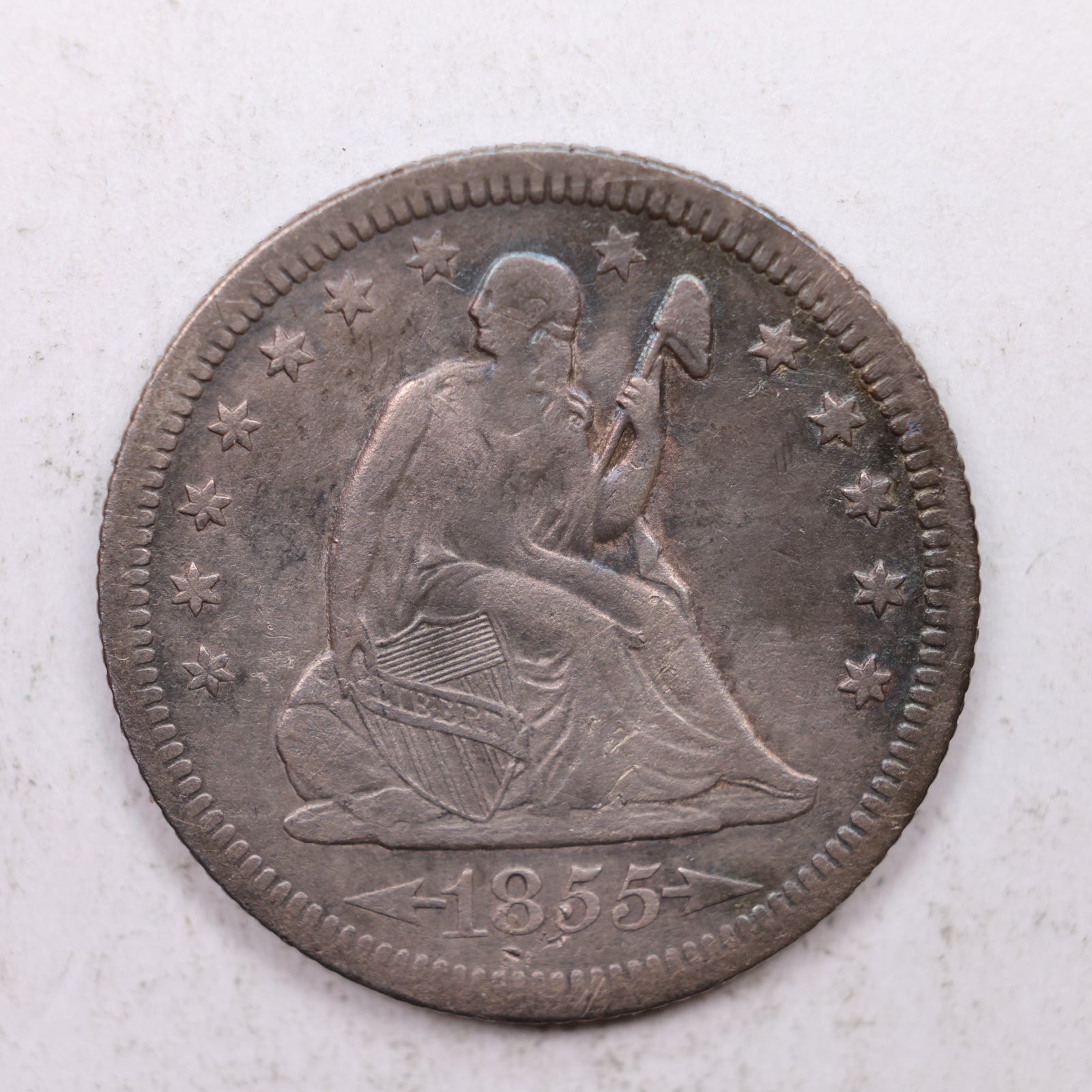 1855-O Seated Liberty Quarter, Extra Fine Circulated Collectible Coin, Store #QR1263.