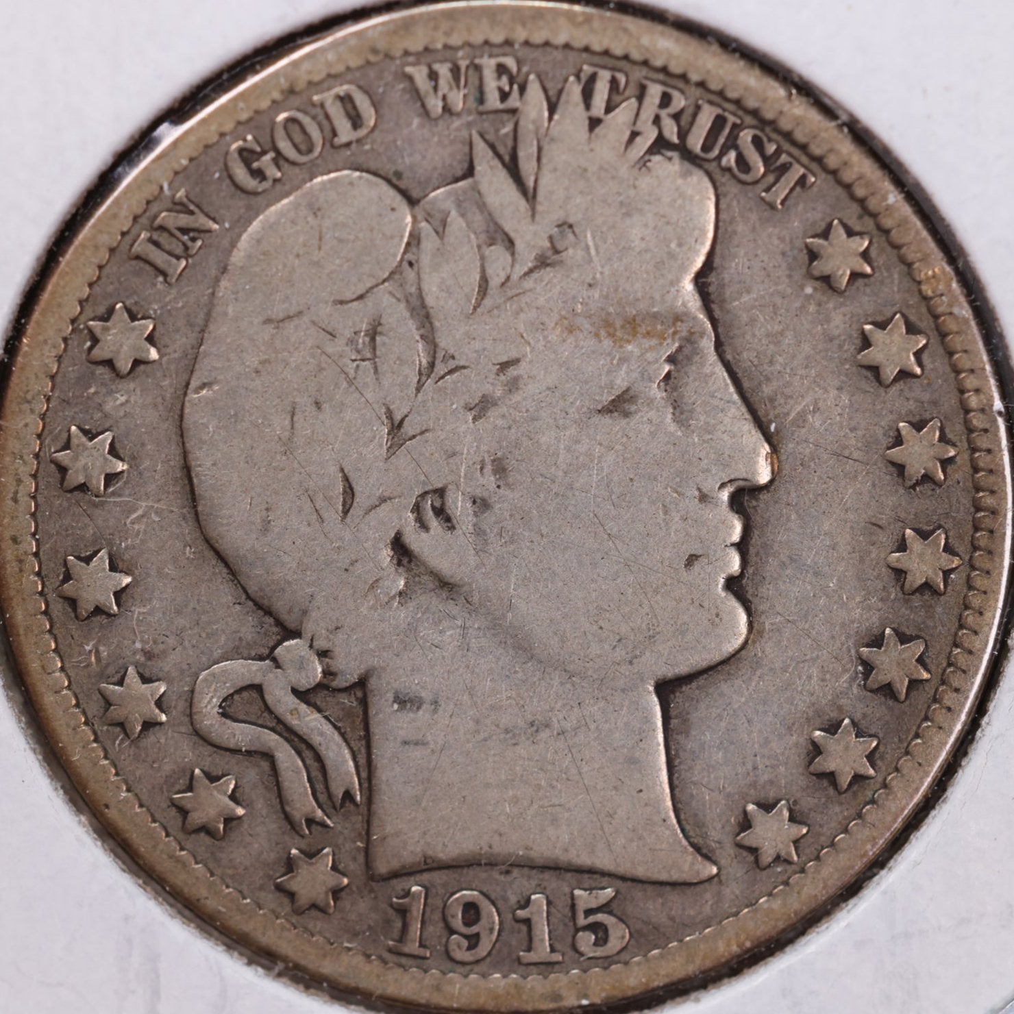 1915-S Barber Half Dollar, Very Good Circulated Coin, Store #HR1042