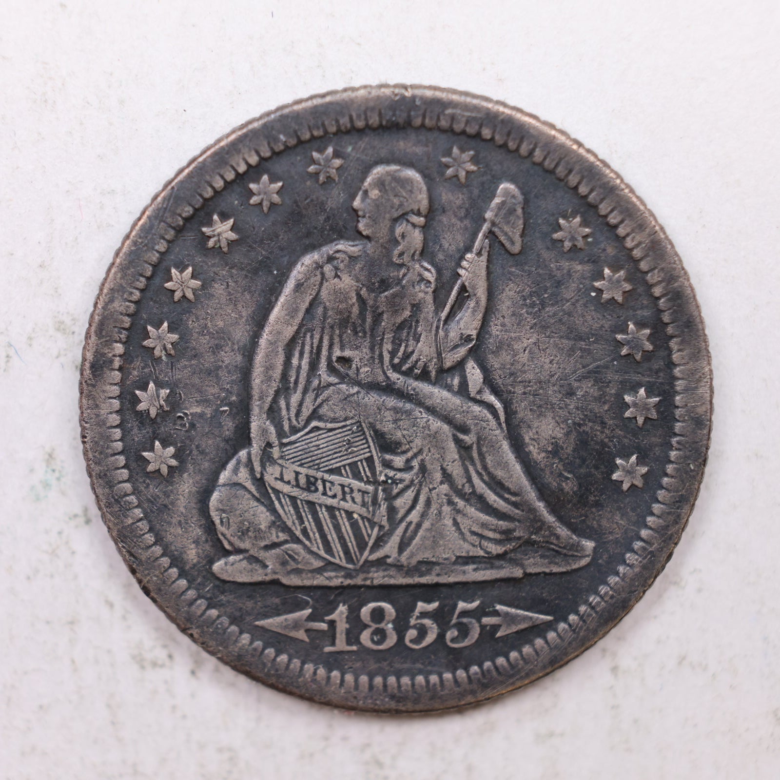 1855-S Seated Liberty Quarter, Extra Fine Circulated Collectible Coin, Store #QR1264.