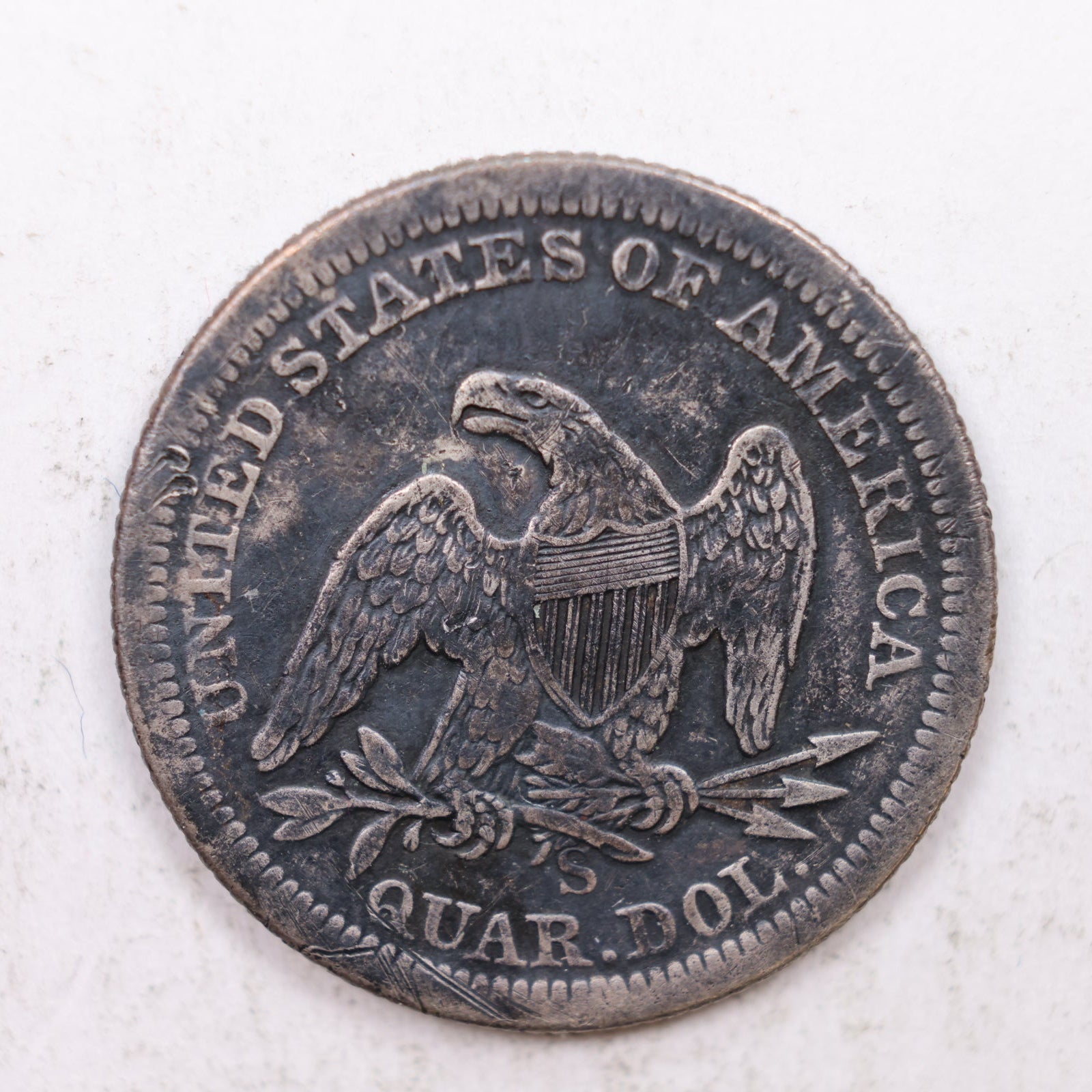 1855-S Seated Liberty Quarter, Extra Fine Circulated Collectible Coin, Store #QR1264.