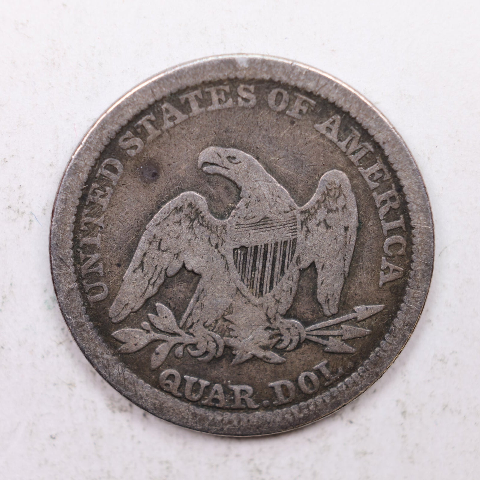 1856 Seated Liberty Quarter, Very Good Circulated Collectible Coin, Store #QR1265.