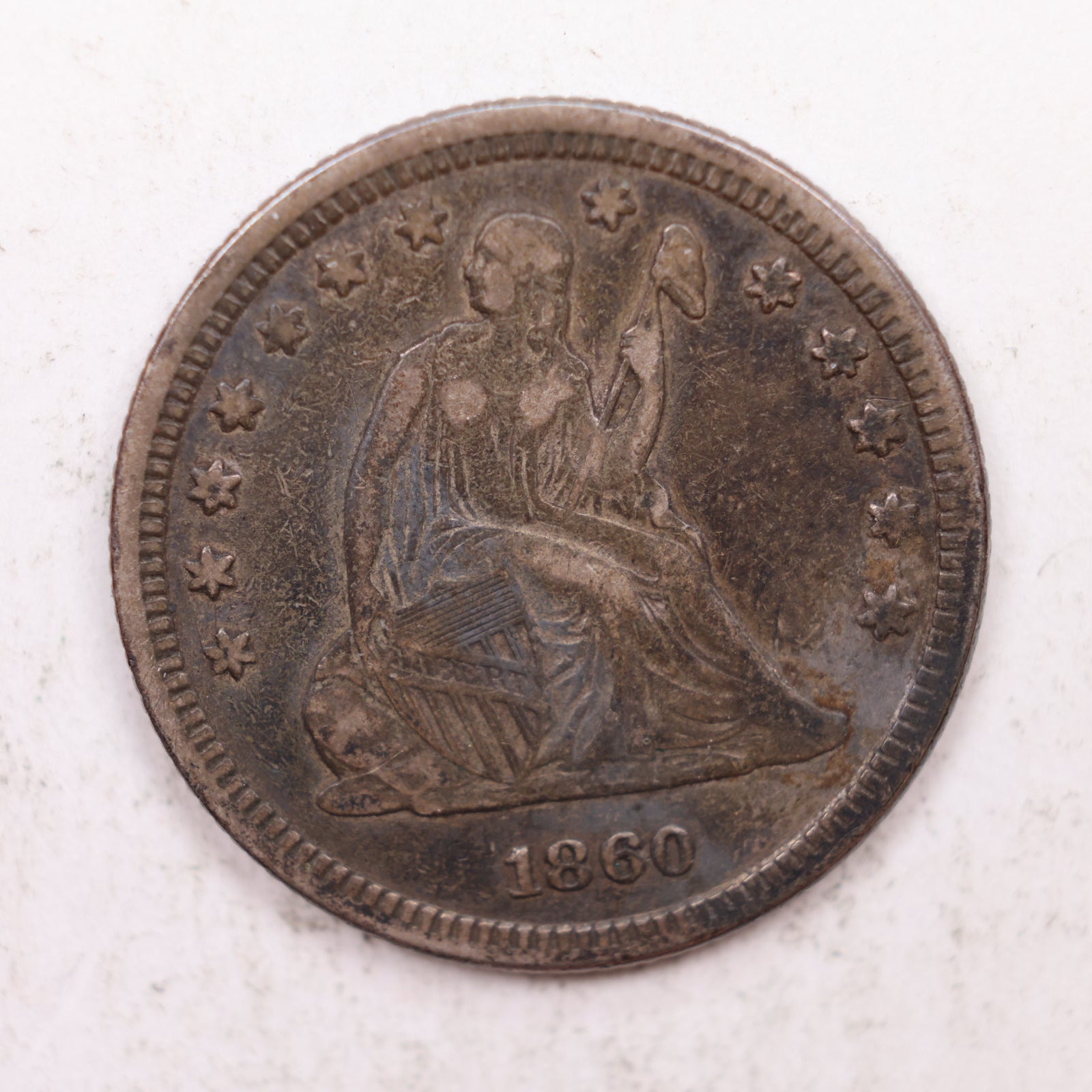 1860 Seated Liberty Quarter, Extra Fine Circulated Collectible Coin, Store #QR1267.