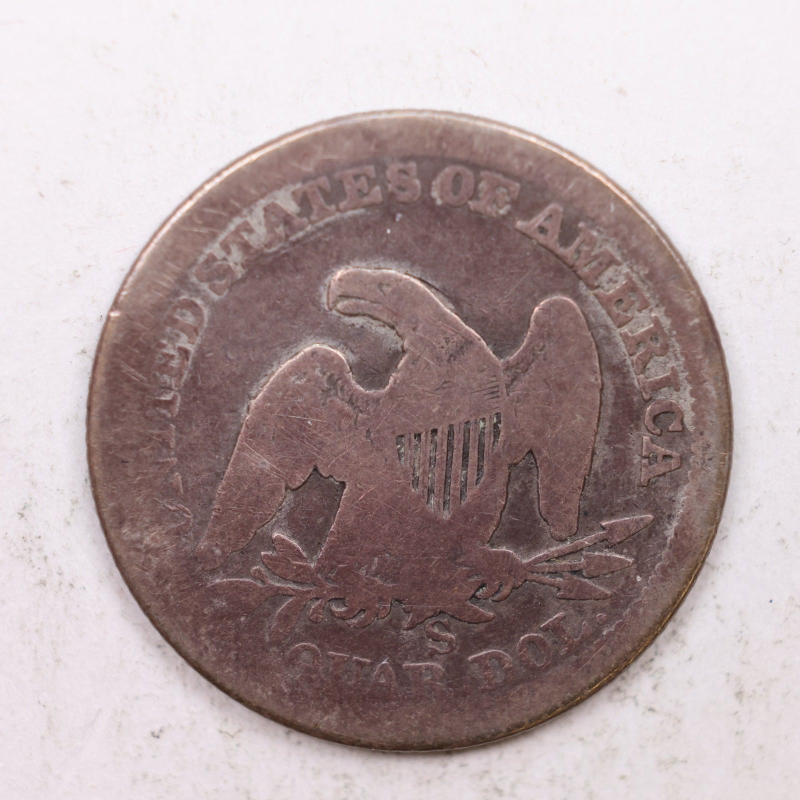 1860-S Seated Liberty Quarter, Fine Circulated Collectible Coin, Store #QR1269.