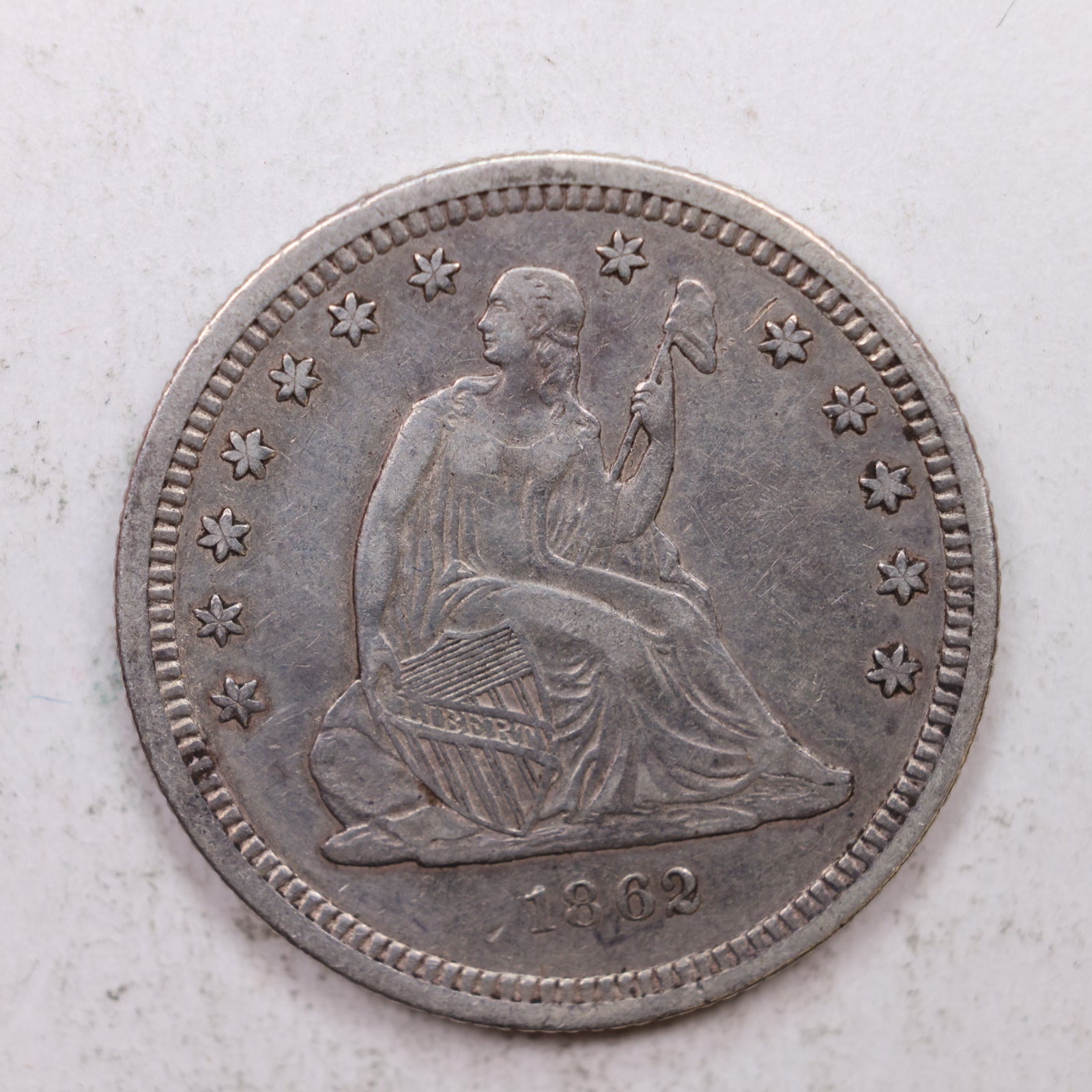 1862 Seated Liberty Quarter, Extra Fine Circulated Collectible Coin, Store #QR1270