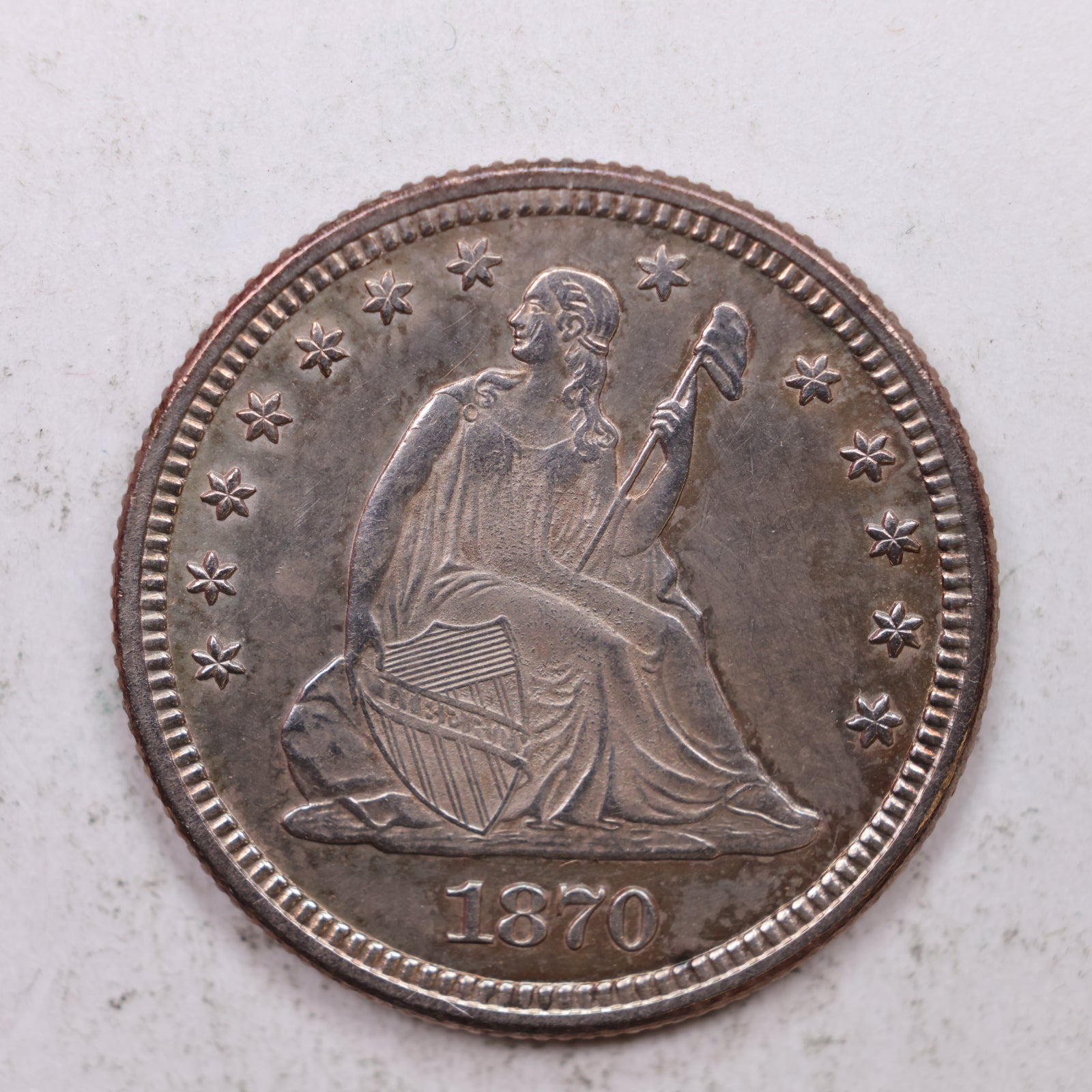 1870 Seated Liberty Quarter, Nice Uncirculated Collectible Coin, Store #QR1277.