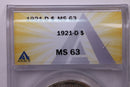 1921-D Morgan Silver Dollar., ANACS MS63., Affordable Collectible Coin Store Sale