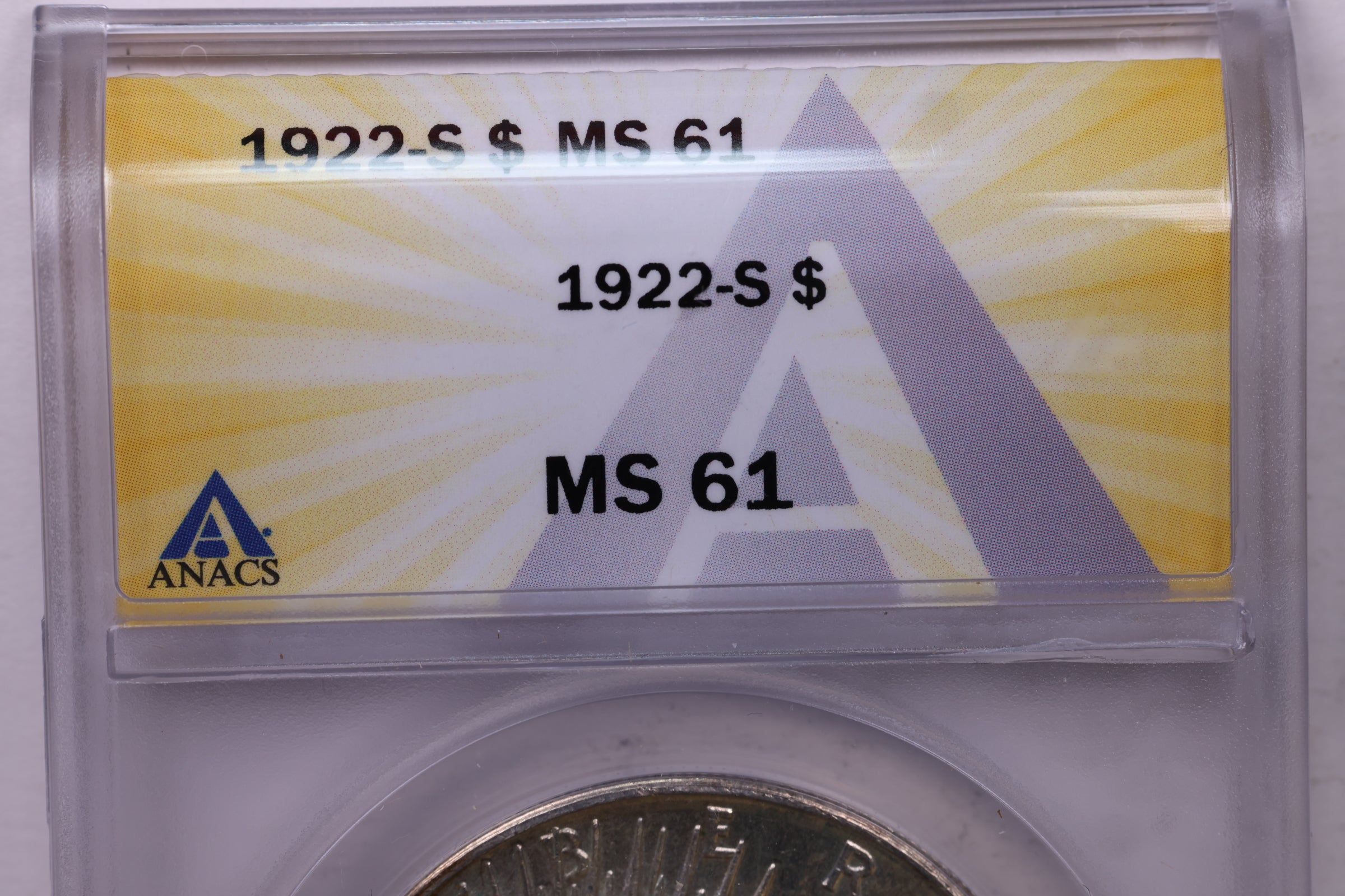 1922-S Peace Silver Dollar., ANACS MS61., Affordable Collectible Coin Store Sale #DR0756
