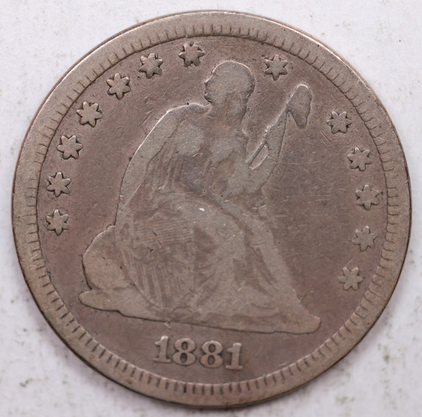 1881 Seated Liberty Quarter, Very Fine Circulated Collectible Coin, Store #QR1289.