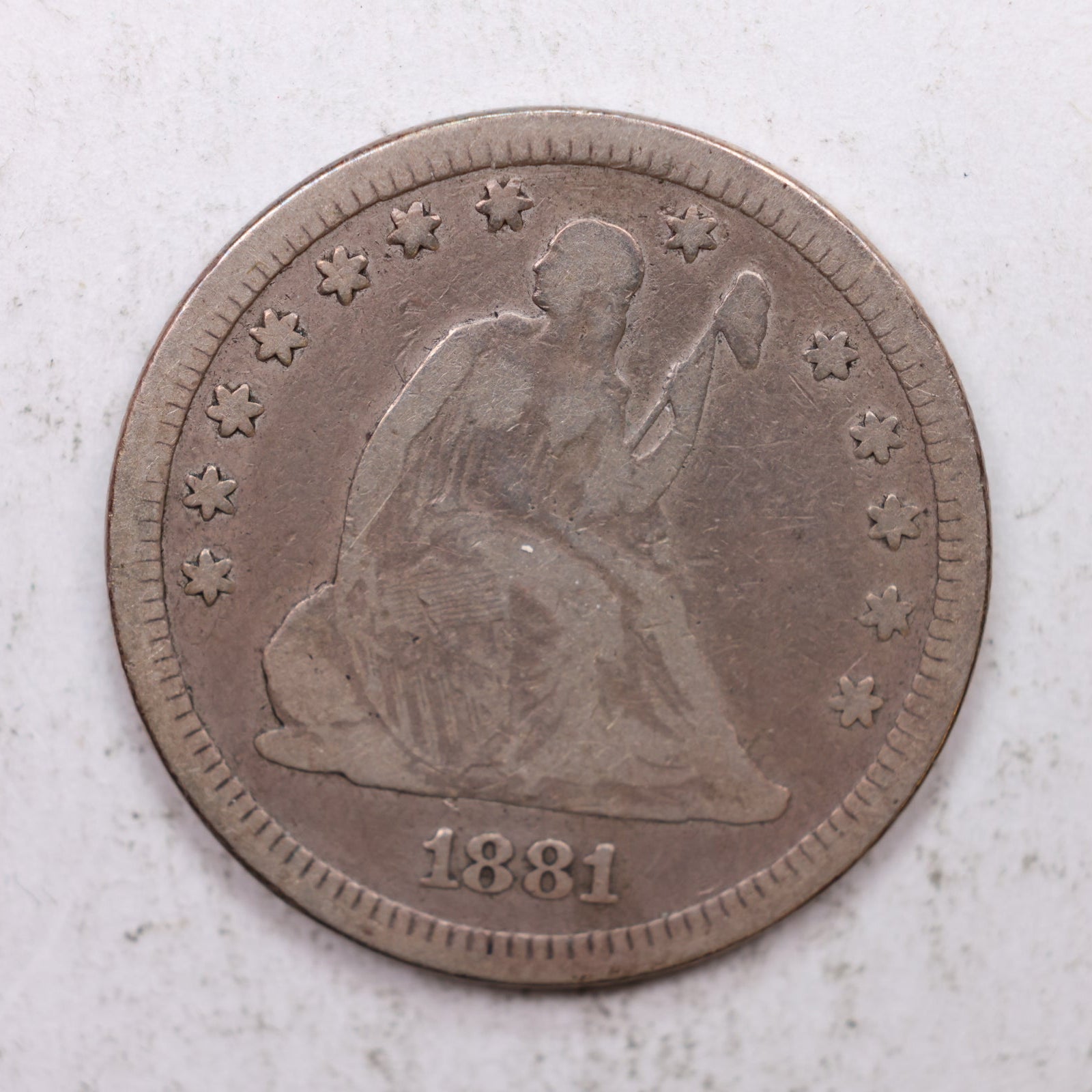 1881 Seated Liberty Quarter, Very Fine Circulated Collectible Coin, Store #QR1289.