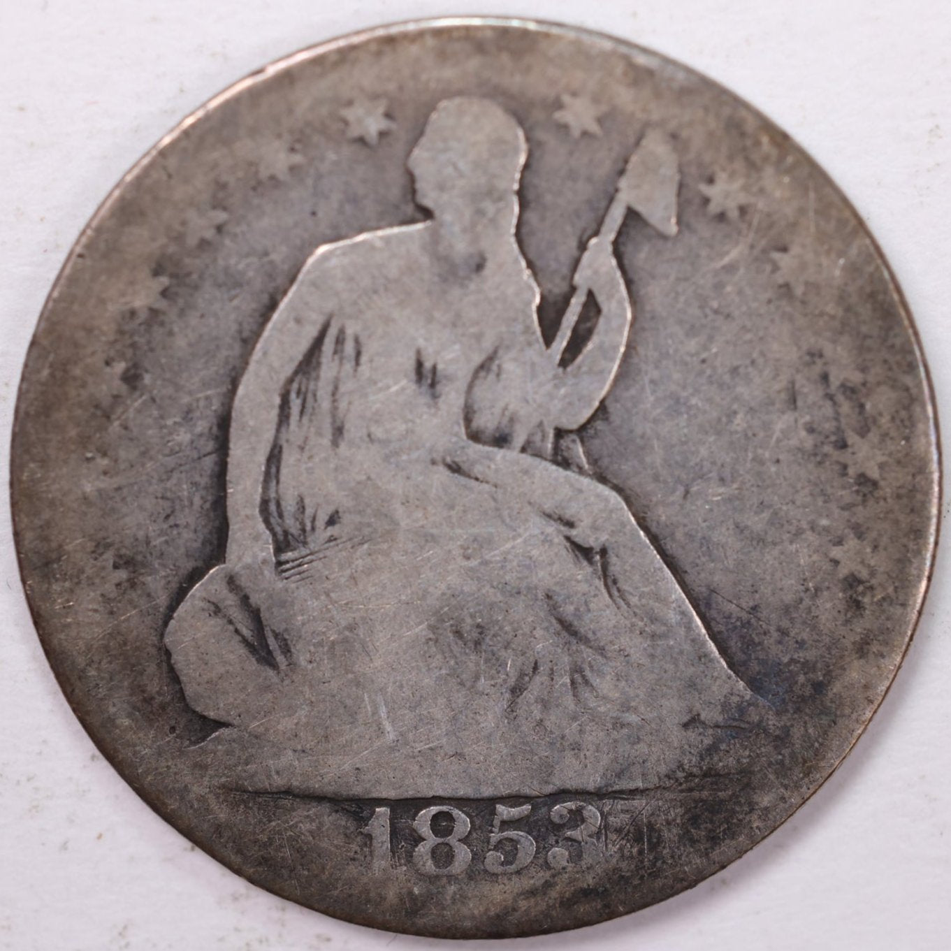 1853 Liberty Seated Half Dollar, Good Circulated Coin, Store #HR0836 (H853.01)