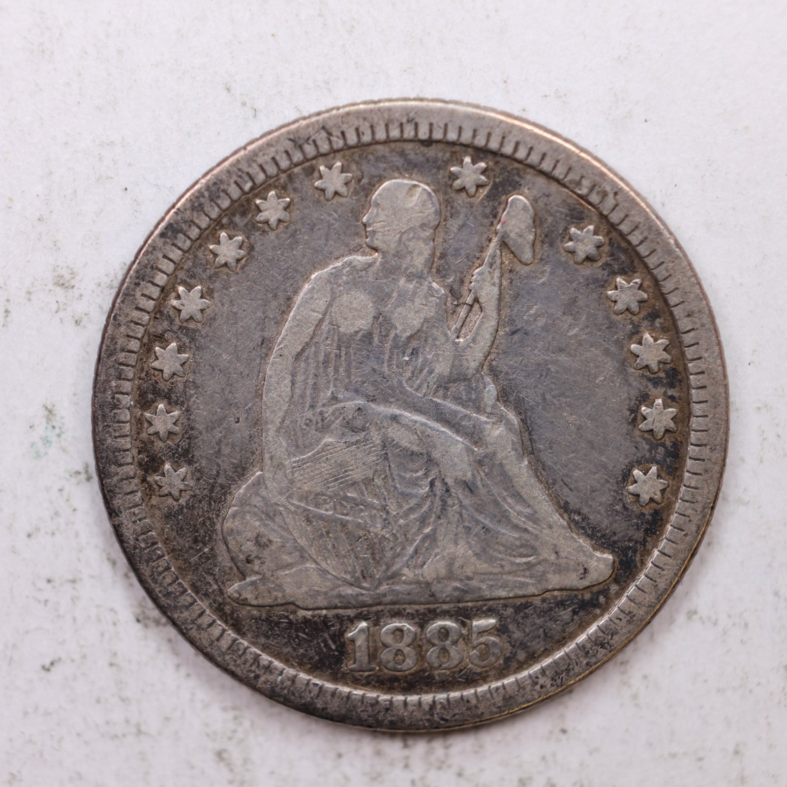 1885 Seated Liberty Quarter, Very Fine Collectible Coin, Store #QR1292.