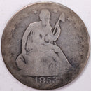 1853 Liberty Seated Half Dollar, Good Circulated Coin, Store