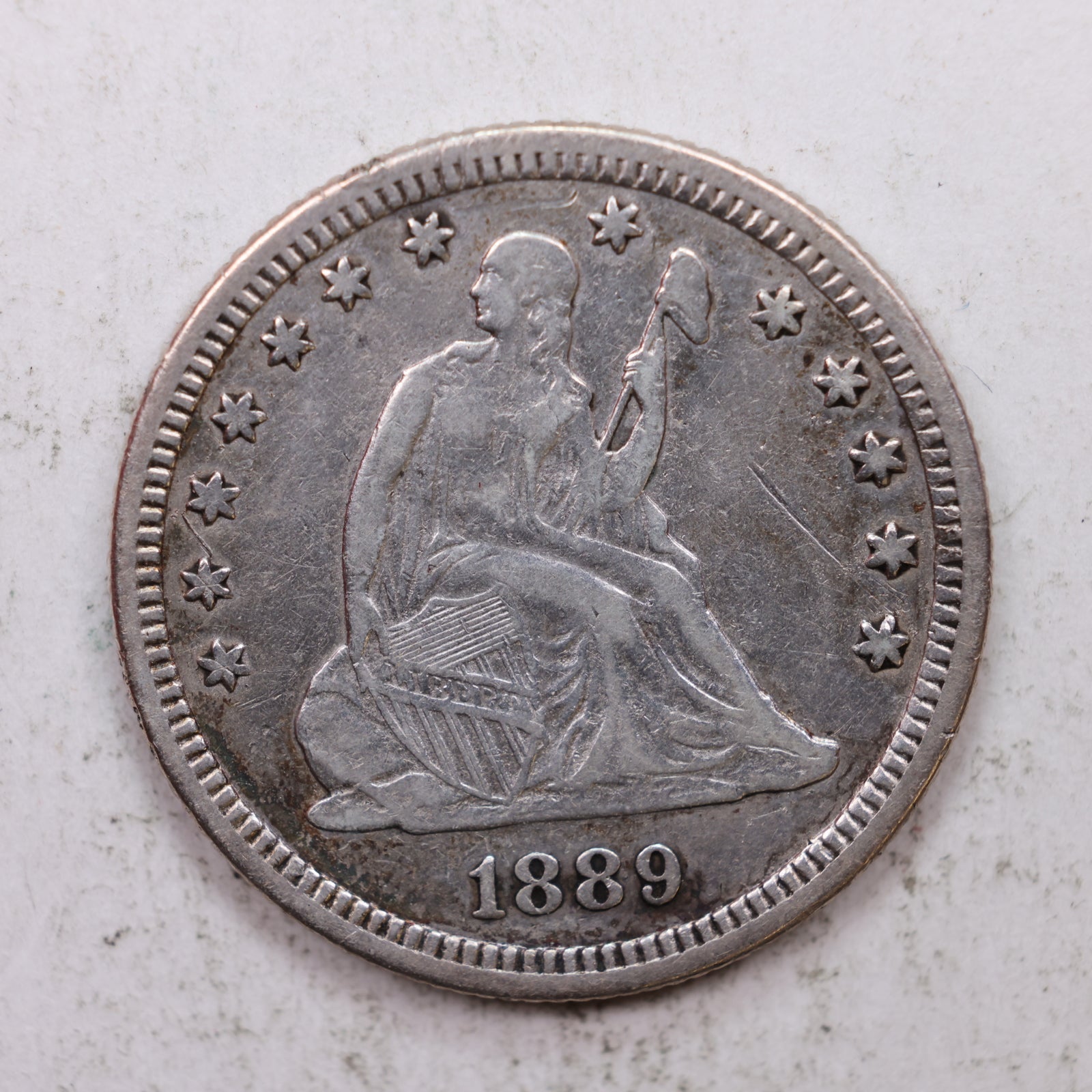 1889 Seated Liberty Quarter, Extra Fine Plus Details Collectible Coin, Store #QR1295.