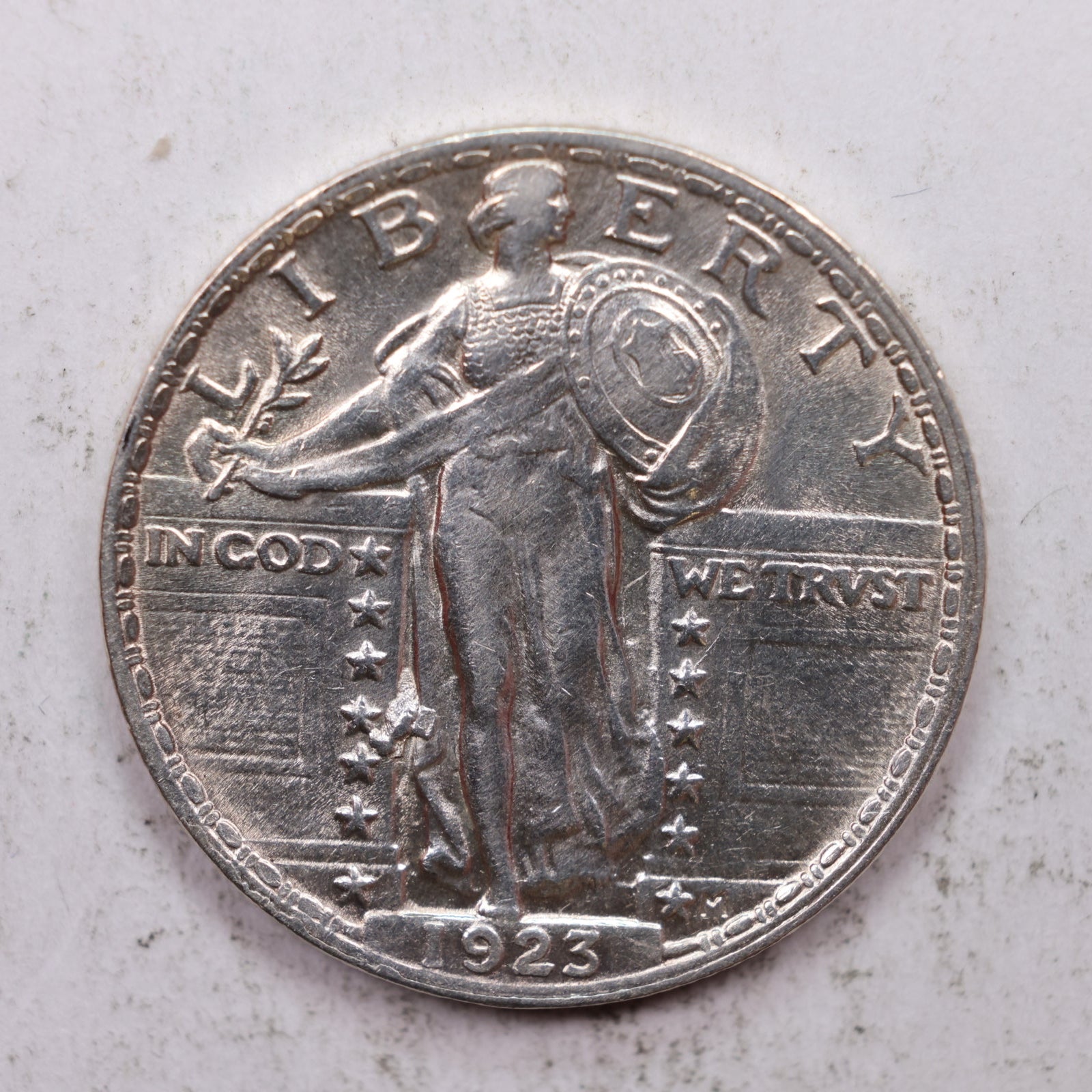 1923 Standing Liberty Silver Quarter, Mint State Uncirculated Coin, Store #QR1338