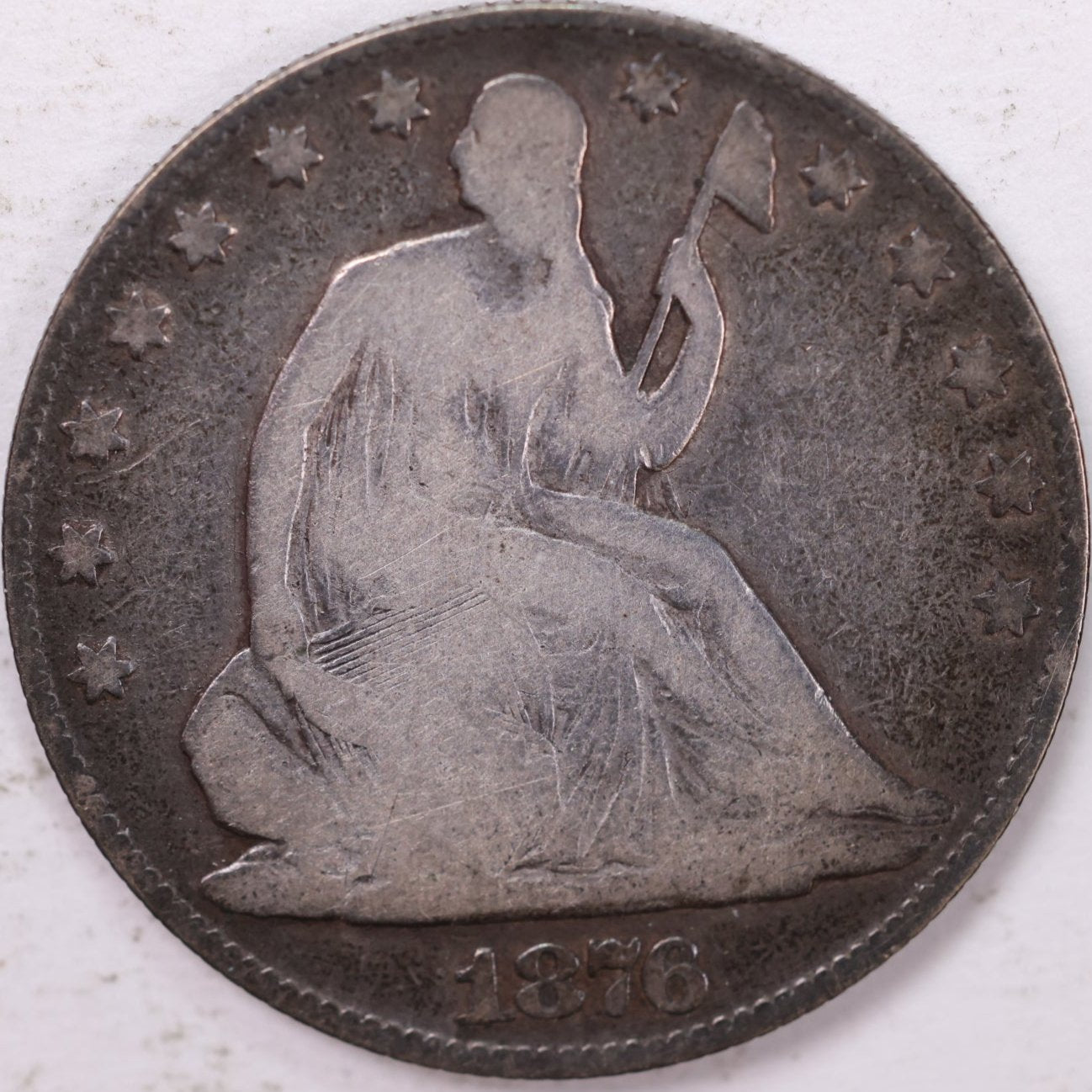 1876 Liberty Seated Half Dollar, About Good Circulated Coin, Store #HR052 (H876.01)
