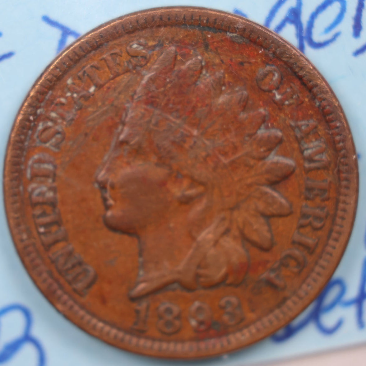 1893 Indian Head Cent, Very Fine Circulated, Damaged, Affordable Coin, Store #CT1240