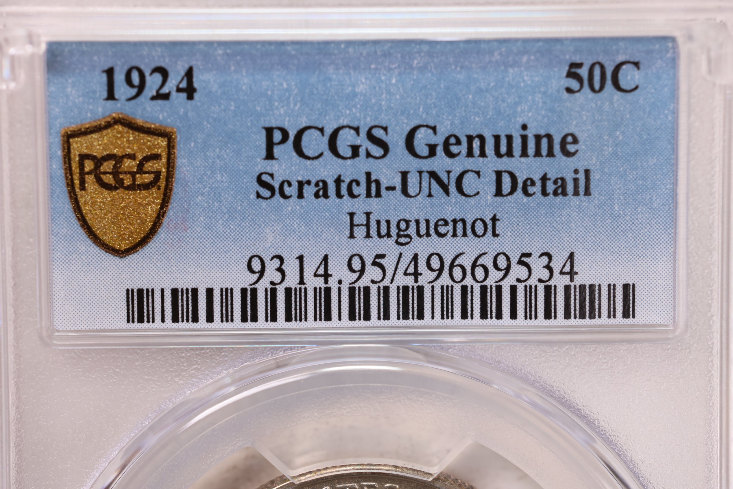 1924 50 Cent., Huguenot., Commemorative., PCGS UNC Detail., Store #2163