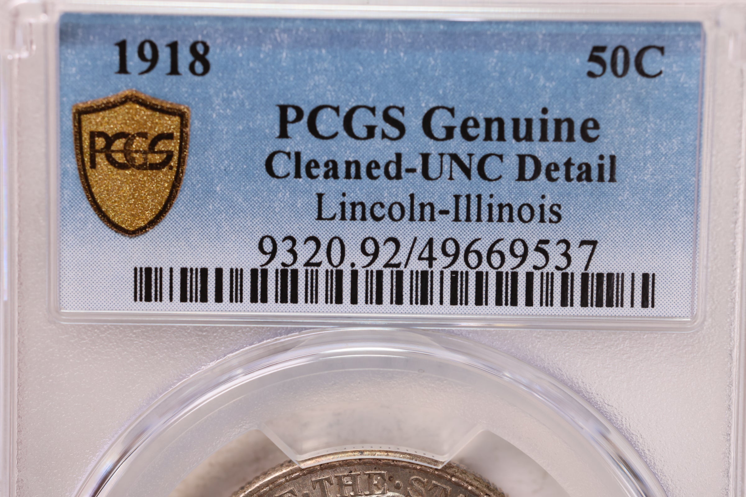 1918 50 Cent., Lincoln/Illinois., Commemorative., PCGS UNC Detail., #GEC0032
