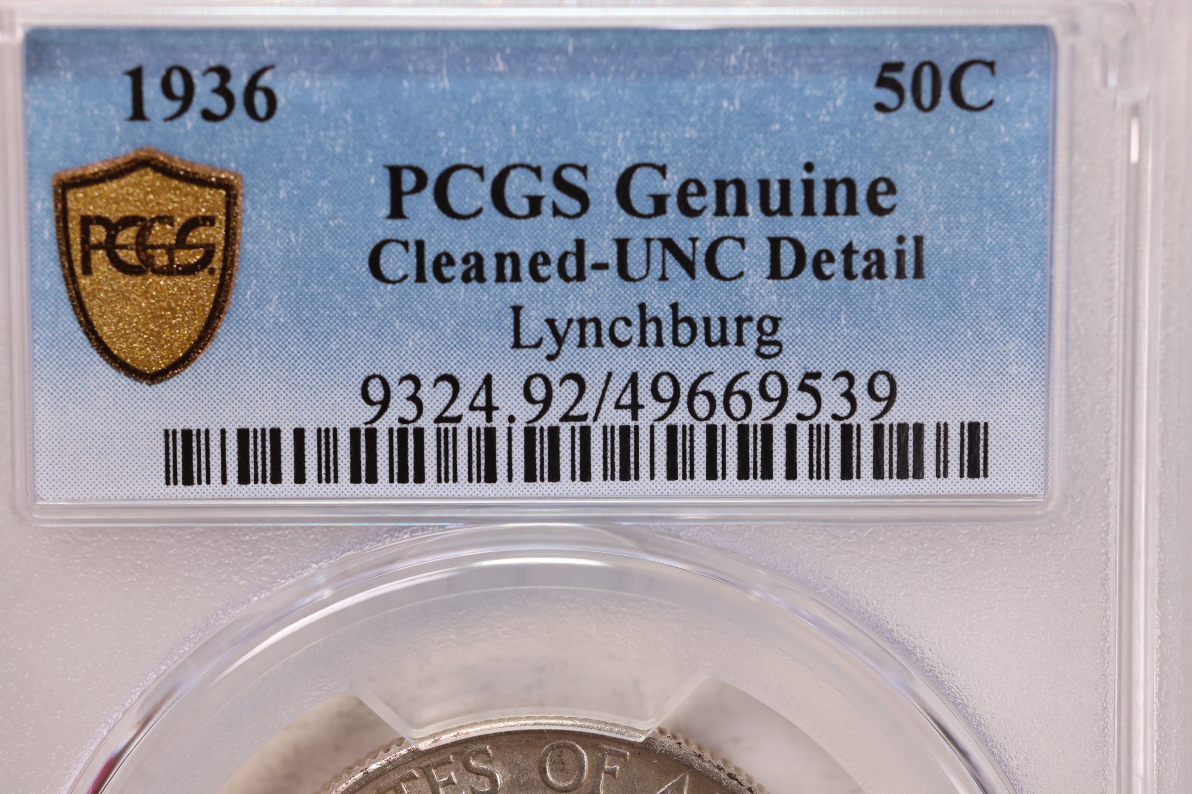 1936 50 Cent., Lynchburg., Commemorative., PCGS UNC Detail., Store #2166