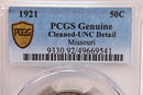 1921 50 Cent., Missouri., Commemorative., PCGS UNC Detail., Store
