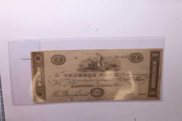 1818 $2, Phoenix Bank, Hartford, CT., Obsolete Currency., #18313