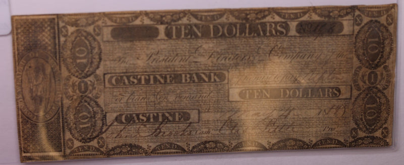 1818 $10, Castine Bank, Maine (MASS)., Obsolete Currency.,