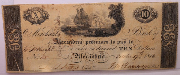 1815 $10, Alexandria, Wash D.C., Obsolete Currency., #18335