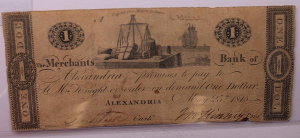 1815 $1, Merchants Bank of Alexandria, Wash D.C., Obsolete Currency., #18339