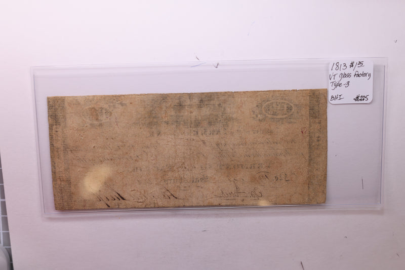 1814 $1.25., Vermont Glass Company., Obsolete Currency.,