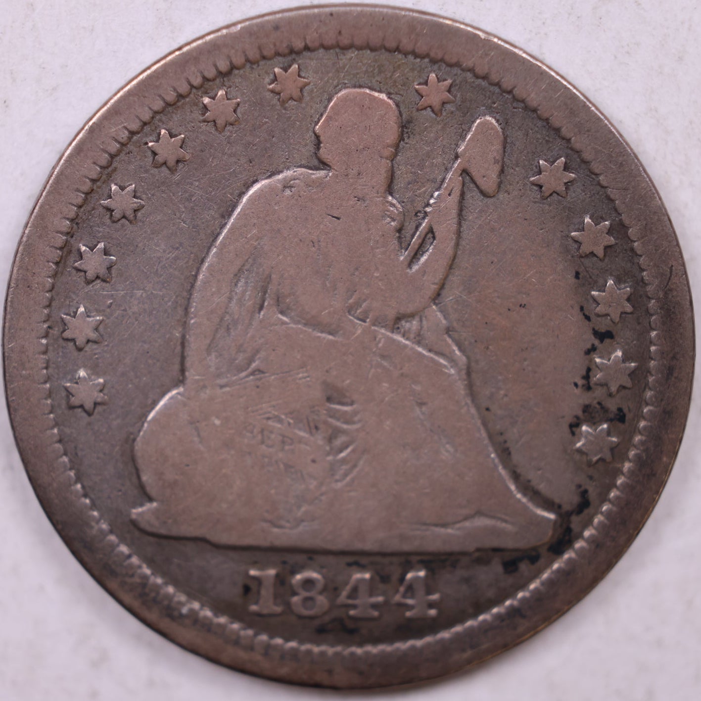 1844-O Seated Liberty Quarter, Very Good Circulated Coin, Store #QR1425