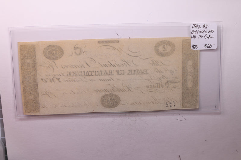1813 $2, Bank of Baltimore, MD., Obsolete Currency.,
