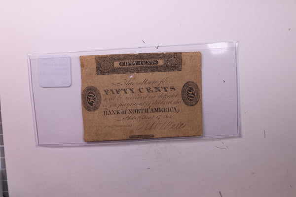1815 50 Cent, Bank of North America, PA., Obsolete Currency., #18357