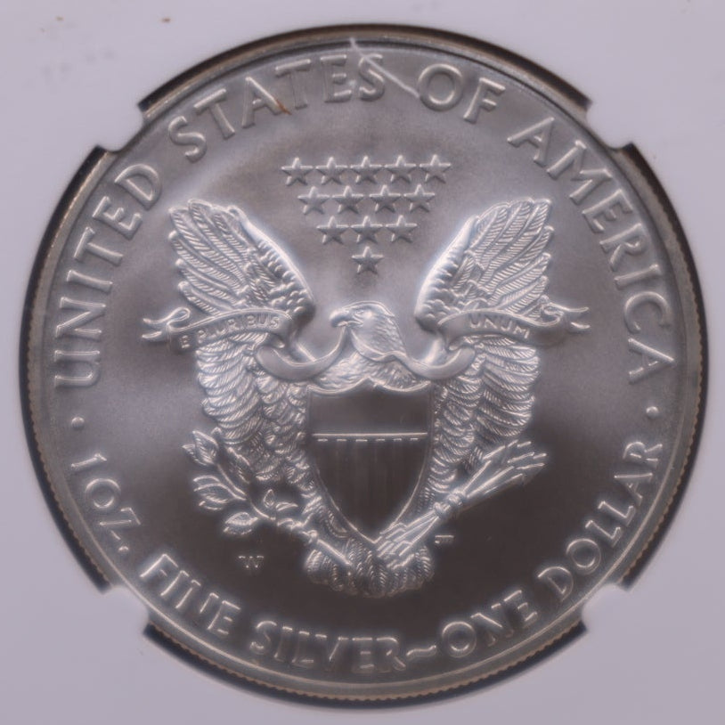 2008-W Burnished American Silver Eagle, NGC MS-70, Store#AE0418