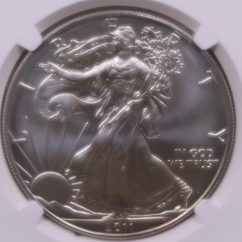 2011-W Burnished American Silver Eagle, NGC MS-70, Store#AE0419