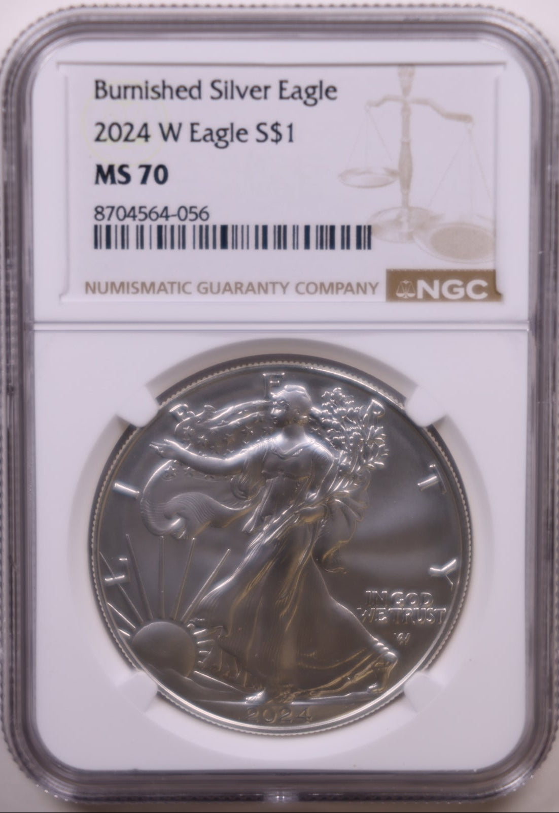 2024-W Burnished American Silver Eagle, NGC MS-70, Store#AE0427