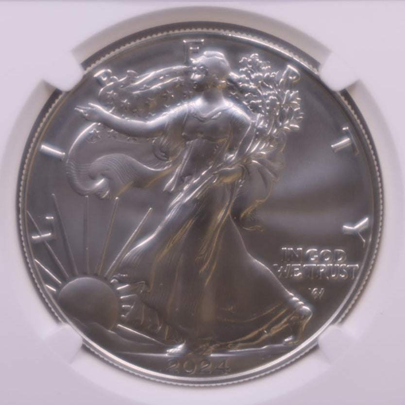 2024-W Burnished American Silver Eagle, NGC MS-70, Store#AE0427