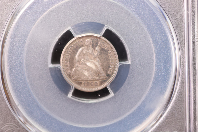 1868 Seated Liberty Half Dime. Nice Early Harder Date. PCGS VF-30, Store