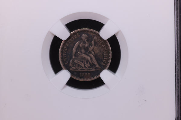 1866 Seated Liberty Half Dime. Nice Early Harder Date. NGC XF-45, Store #14004