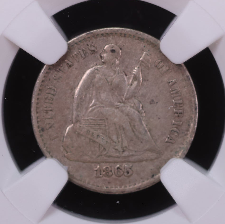 1865-S Seated Liberty Half Dime. Nice Early Harder Date. NGC XF-45, Store #14005