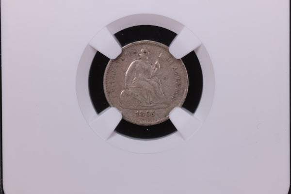 1865-S Seated Liberty Half Dime. Nice Early Harder Date. NGC XF-45, Store #14004