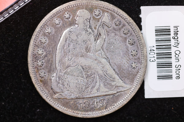 1849 Seated Liberty Silver Dollar, Affordable Early Date Dollar, Store #14013