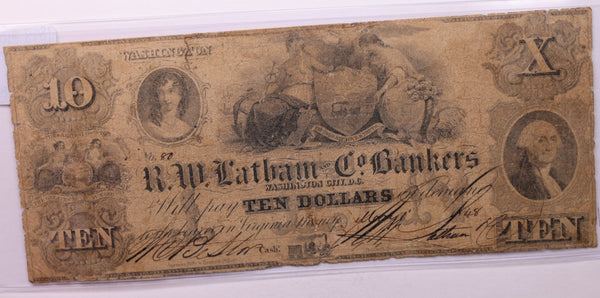 1848 $10, R.W. LATHAM & CO., Wash D.C., Obsolete., #18411