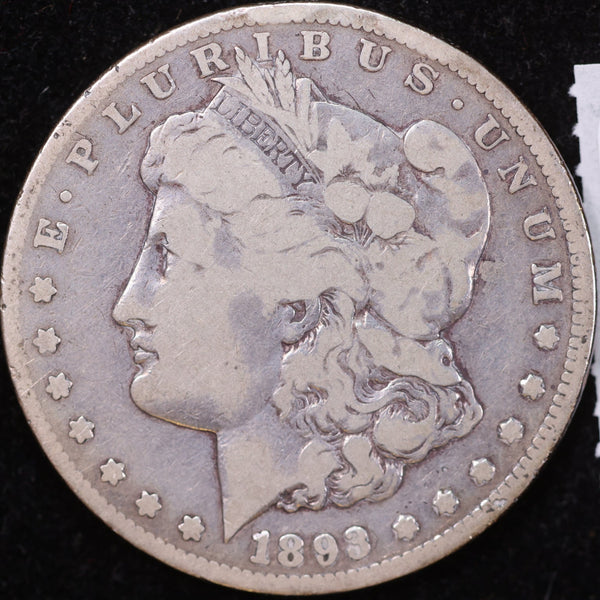 1893-CC Morgan Silver Dollar, Fine Circulated Coin, Store #DR0077